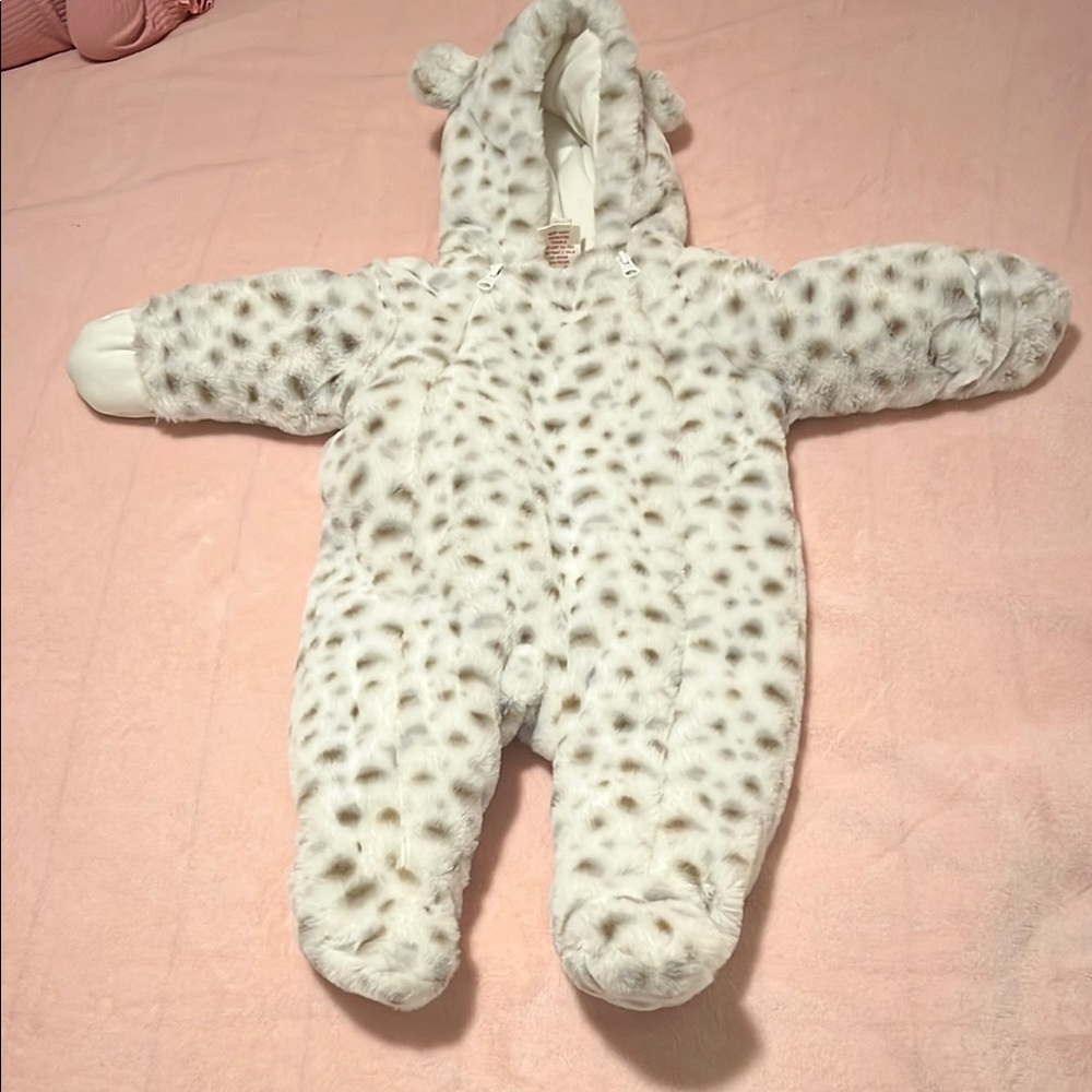 Cozy Leopard Print Baby Snowsuit
